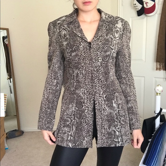 Vintage snakeskin python print zipper blazer - Picture 1 of 6